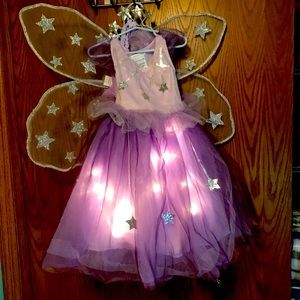 NWOT Princess Fairy Costume lighted Little girl  Size 4 5 6 wings headband wand